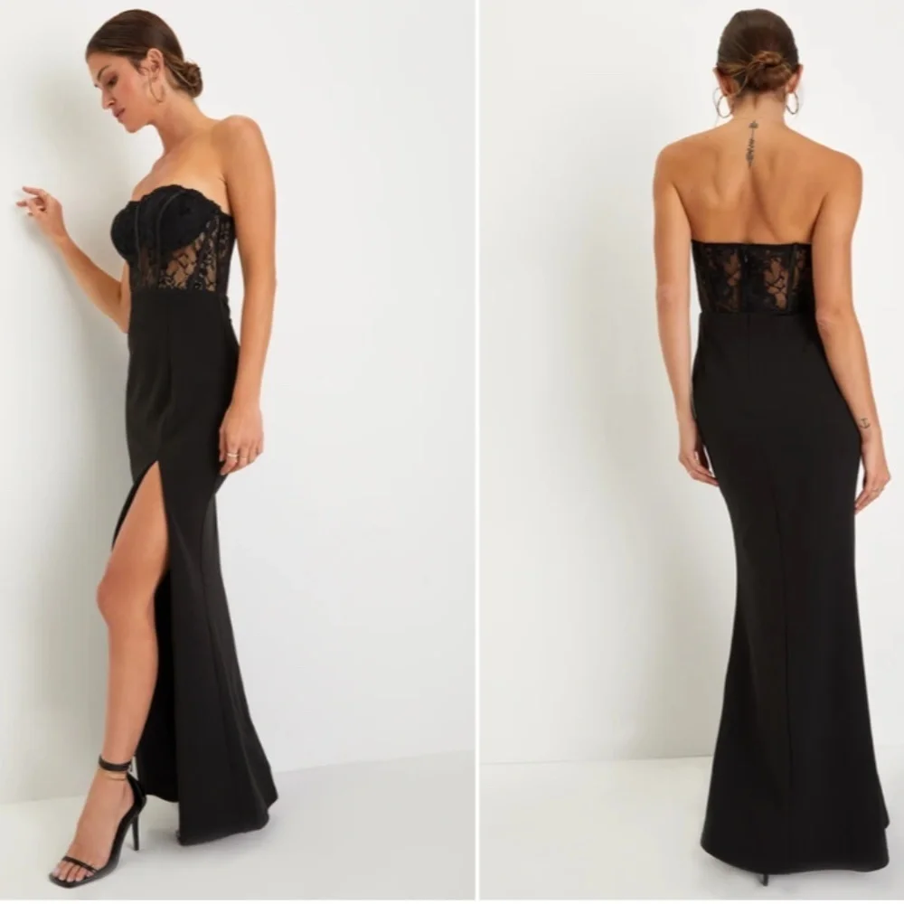 LULU's Elegant Retro Prom Wedding Special Event Modern Chic Sexy Velvet Maxi - Picture 4 of 5